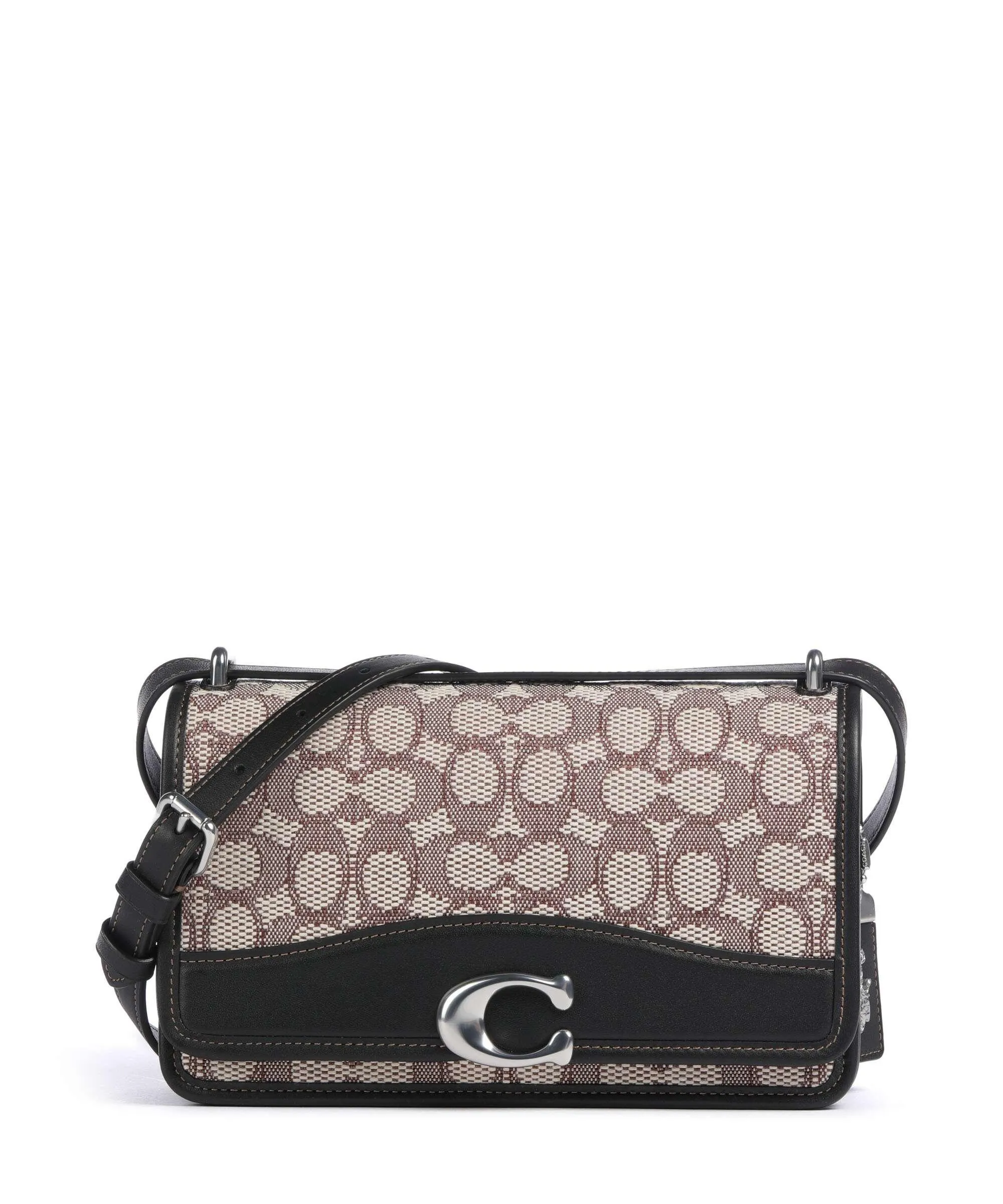  Coach Bandit Borsa a spalla pelle di vacchetta finemente grana, cotone nero/beige  