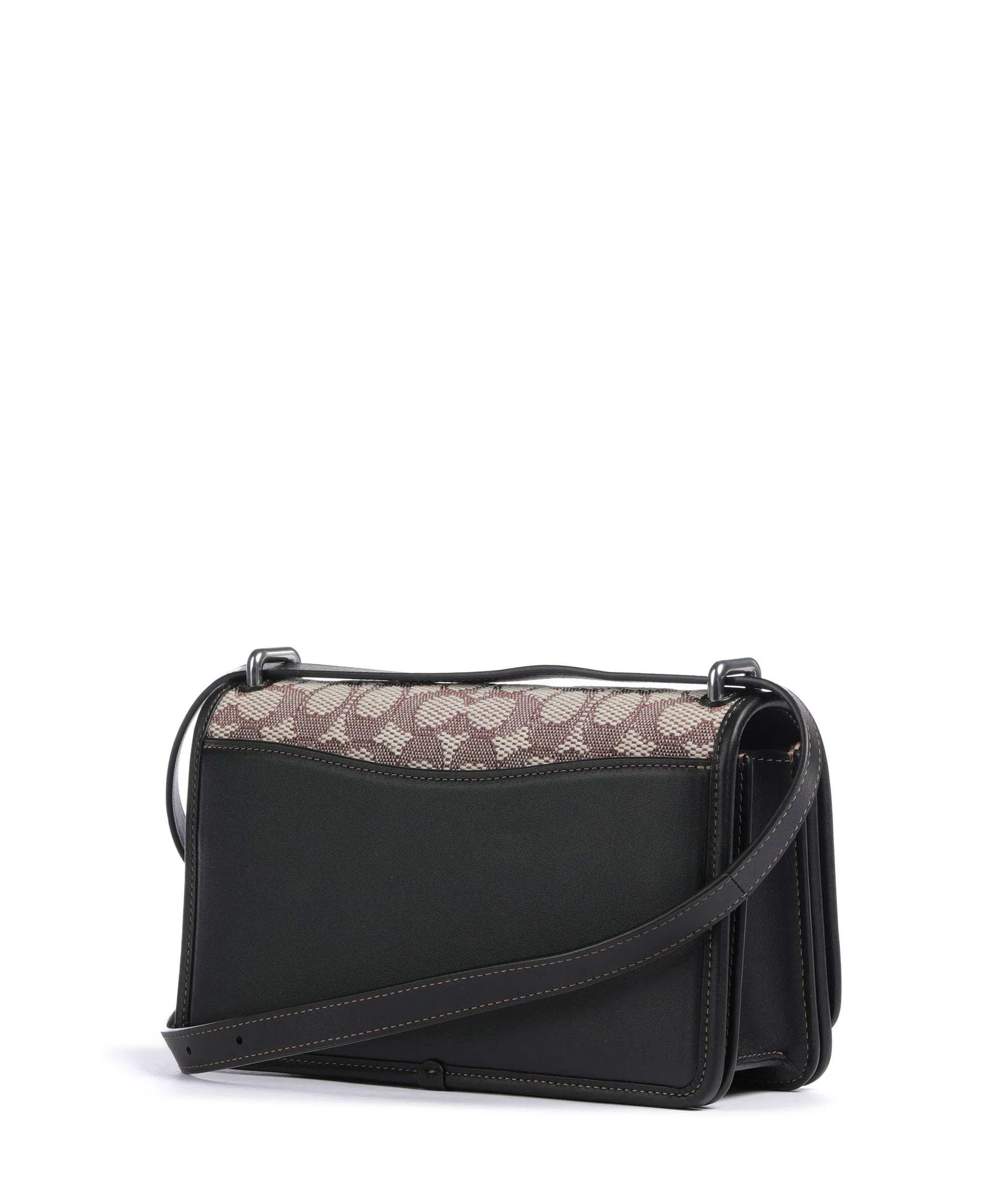  Coach Bandit Borsa a spalla pelle di vacchetta finemente grana, cotone nero/beige  