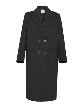 FORTE FORTE Cappotto in Panno Velour di Misto Cashmere Nero