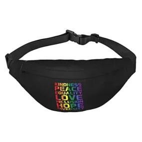 Kindness Equality Love LGBTQ Rainbow Gay Pride Ally Marsupio Regolabile Casual Marsupio Pack Trekking Cintura Marsupio, Come nel