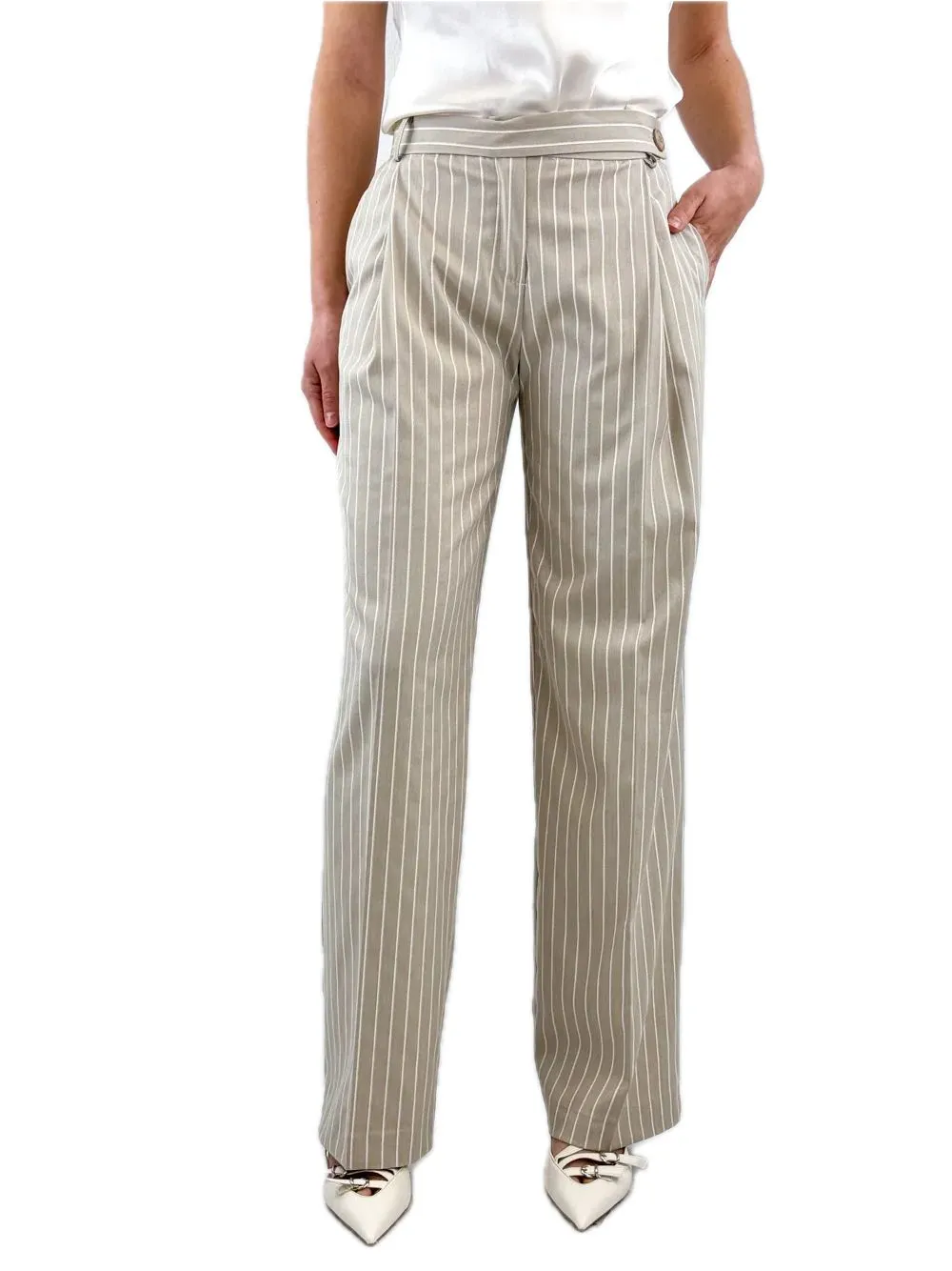 Pantalone Gessato - Beige