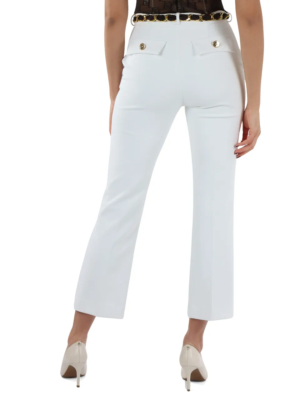 Pantalone in doppio crepe stretch con cintura rimovibile