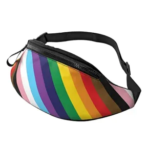 Rainbow And Transgender Pride Flag Marsupio per uomo donna,marsupio regolabile Marsupio casual per viaggi Festa Festival Escursi