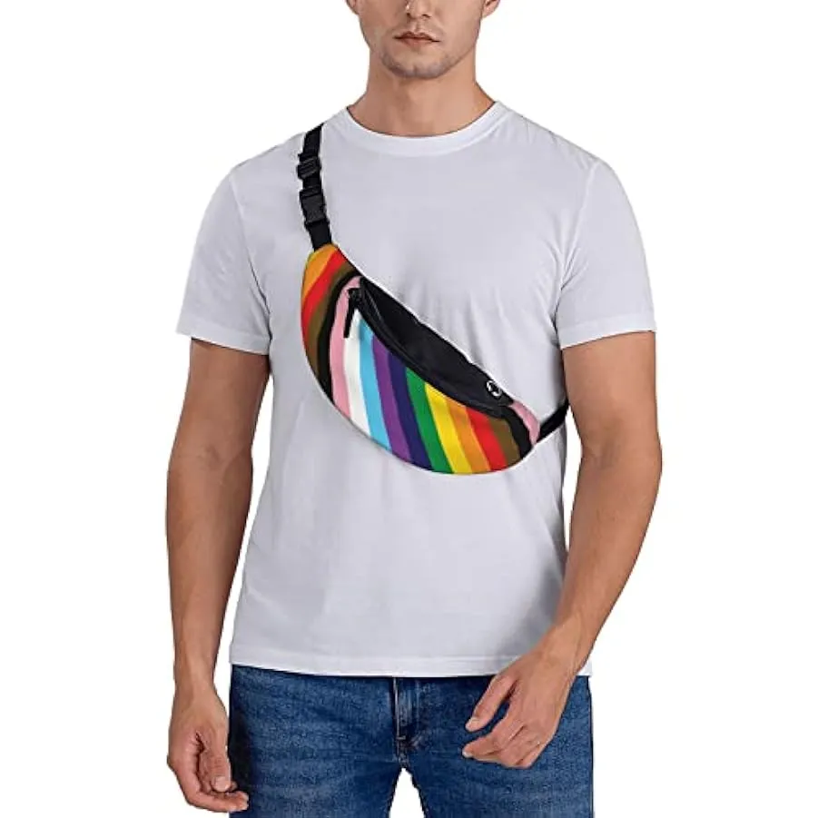 Rainbow And Transgender Pride Flag Marsupio per uomo donna,marsupio regolabile Marsupio casual per viaggi Festa Festival Escursi