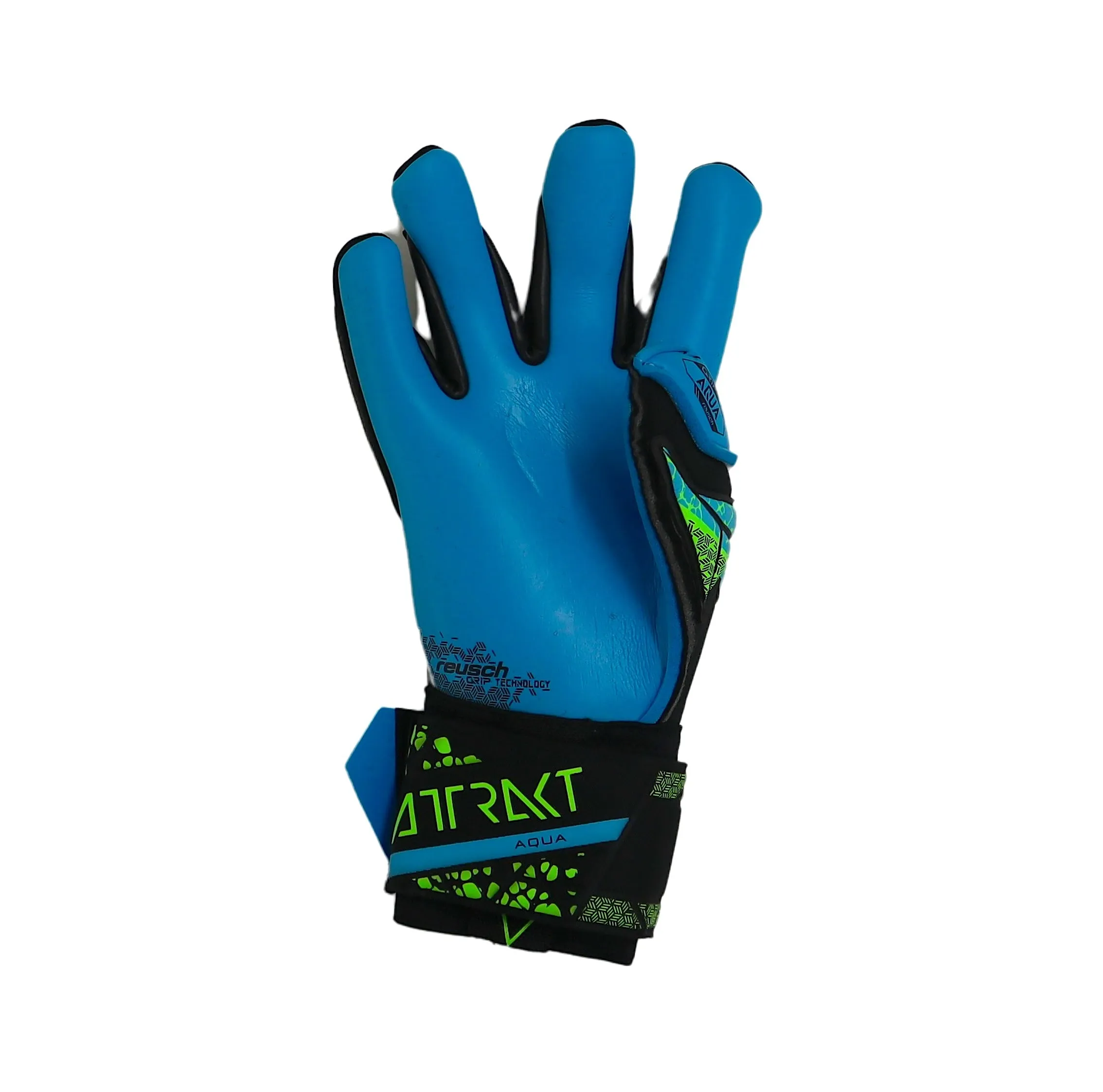 REUSCH guanti portiere gara ATTRAKT AQUA 5470439 7410 NERO CELESTE marzo 2024