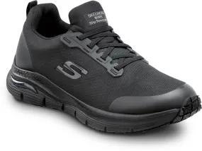 SKECHERS  Arch Fit Charles, Men's, Black, Slip On Athletic Style, Alloy Toe, MaxTRAX Slip Resistant, Work Shoe