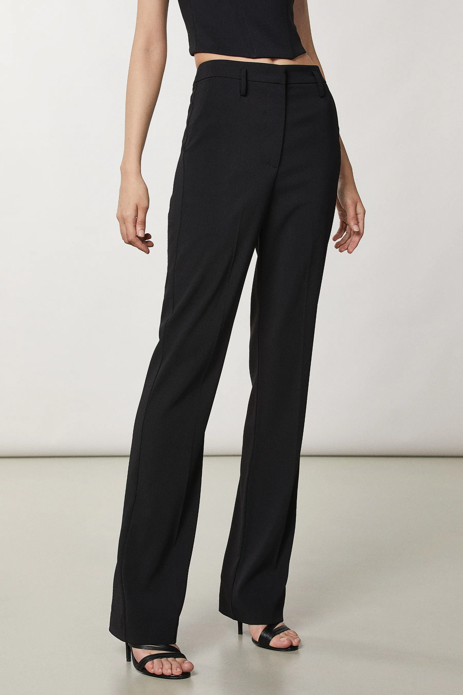 W3-8P0540 Pantalone Crepe Nero  